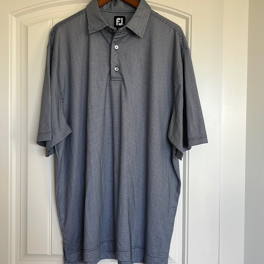 Extra large FootJoy navy and white houndstooth golf shirt